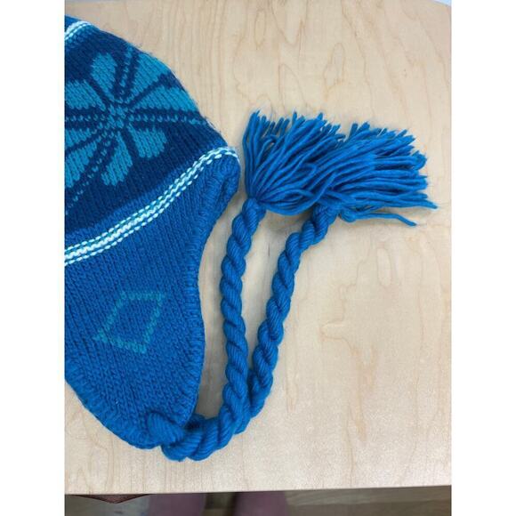 Cute Blue Winter Hat with PomPom and Ties - Picture 3 of 6